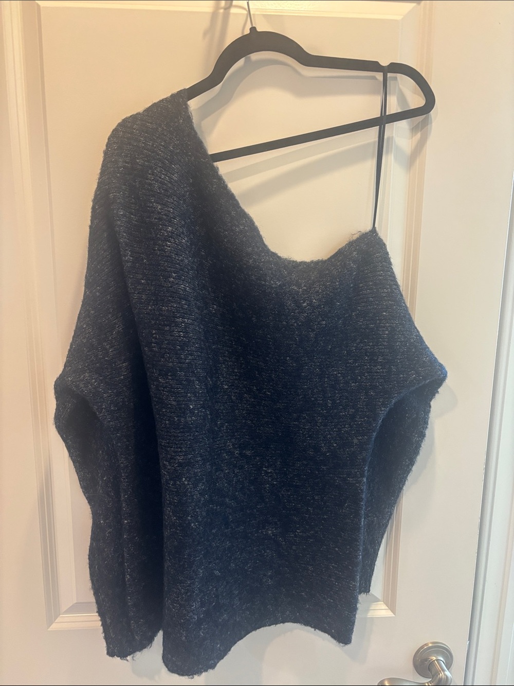 Treasure & Bond Navy Off-Shoulder Knit Sweater